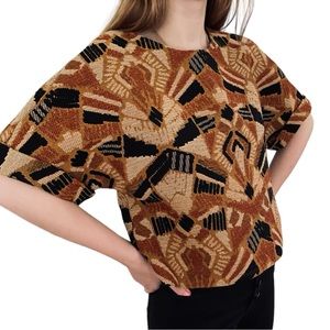 NWT Serafina Geometric Tapestry Top by Dolan (Anthropologie), Size Sm